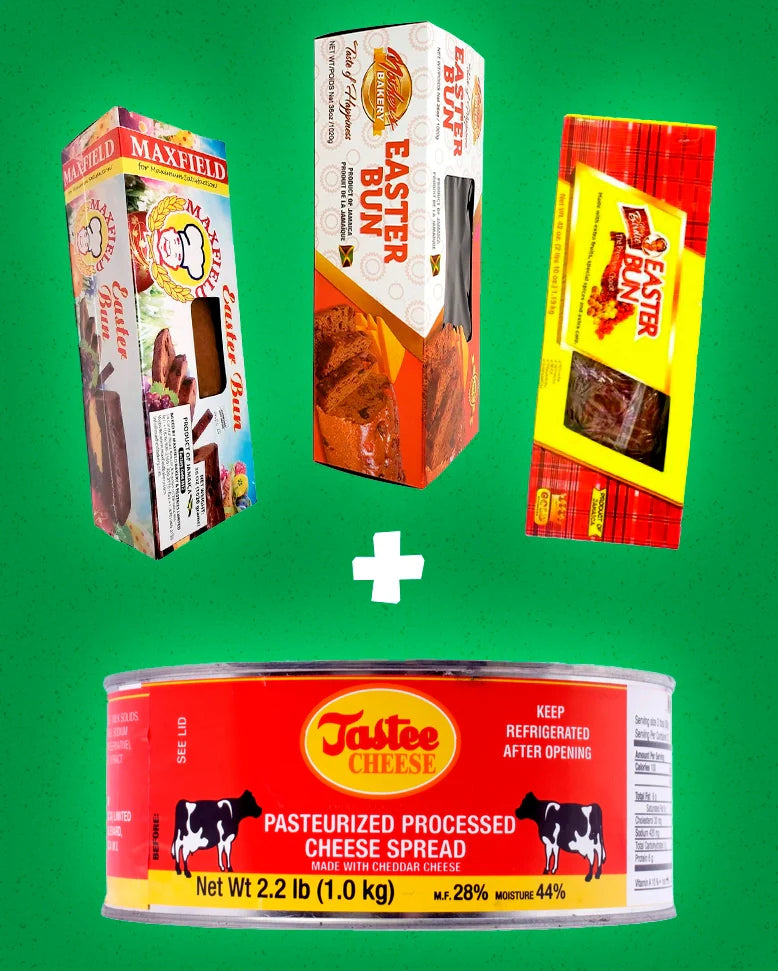 ⁠Easter Favourites Box – Any 2 Buns (Mothers, Miss Birdie, or Maxfield) & Tastee Cheese (1kg)